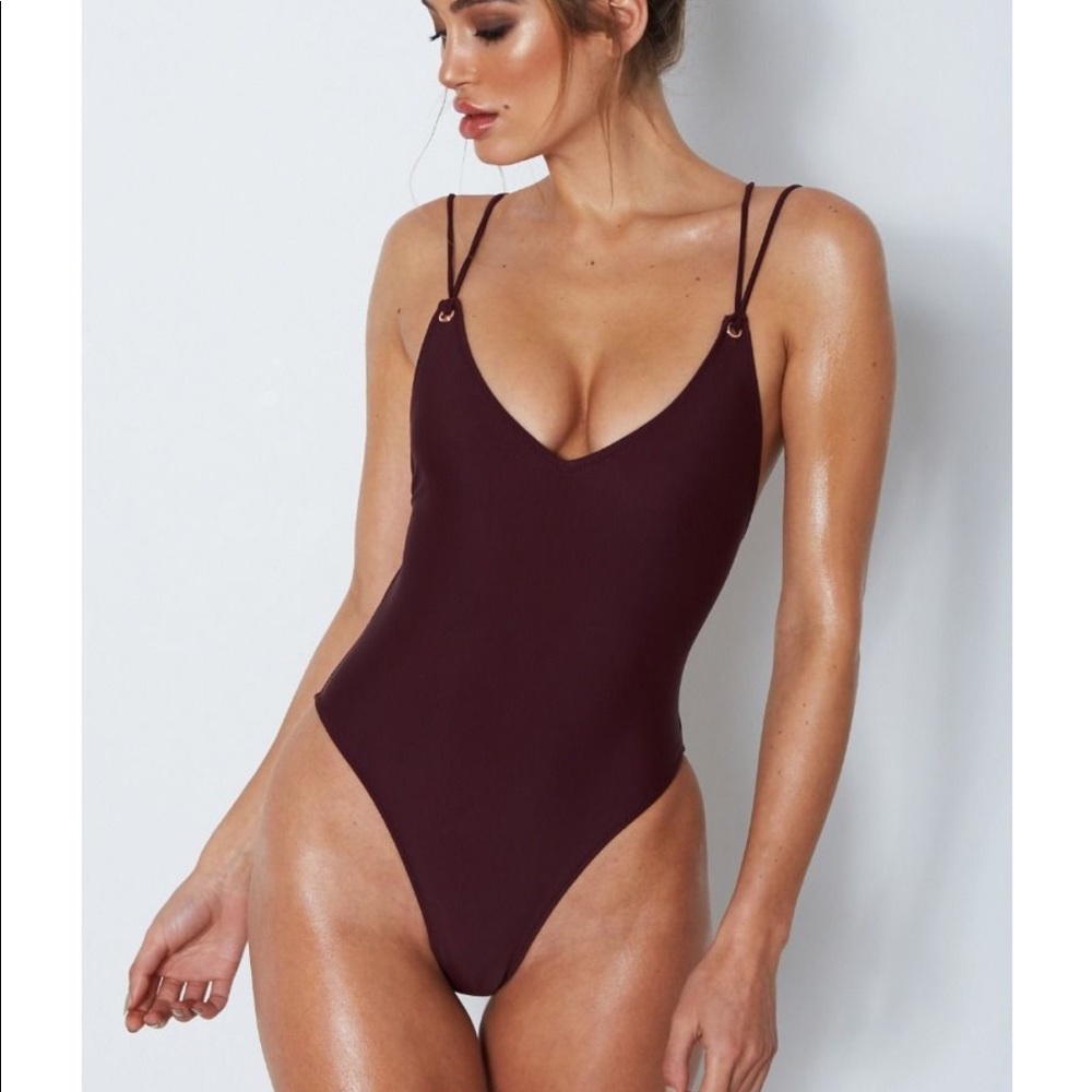 NWT White fox swim Monte Carlo one piece merlot